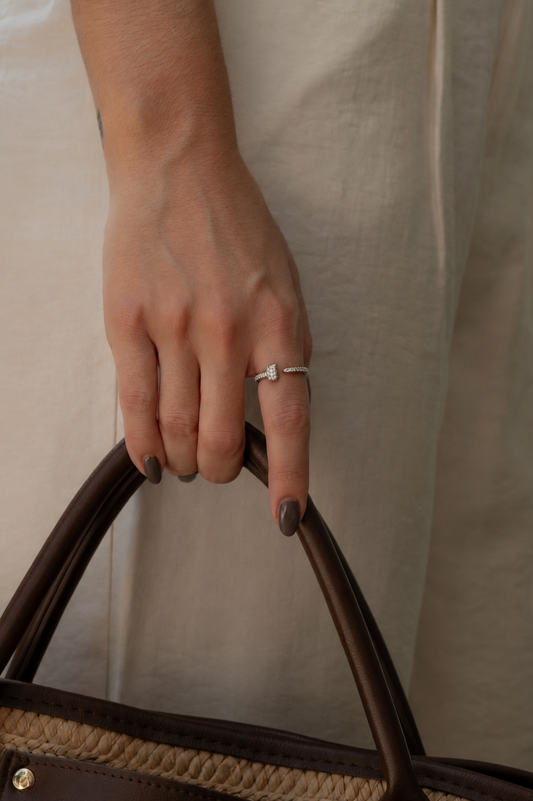 Silver Pavé Nail Ring