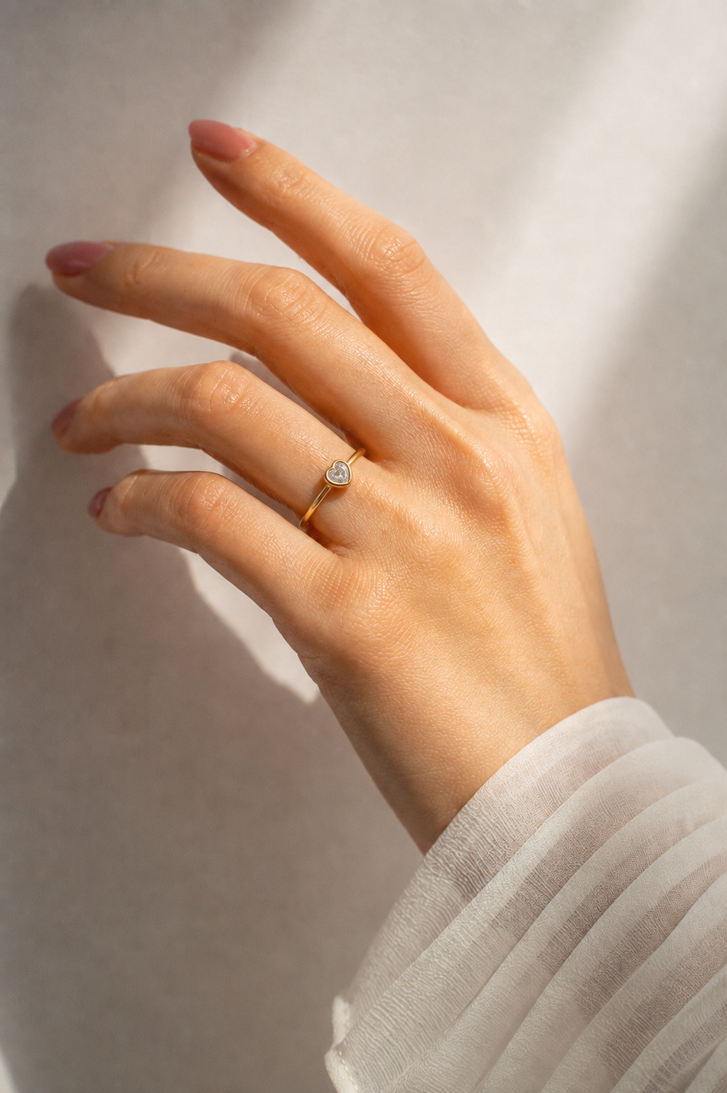 Golden Heart Crystal Ring