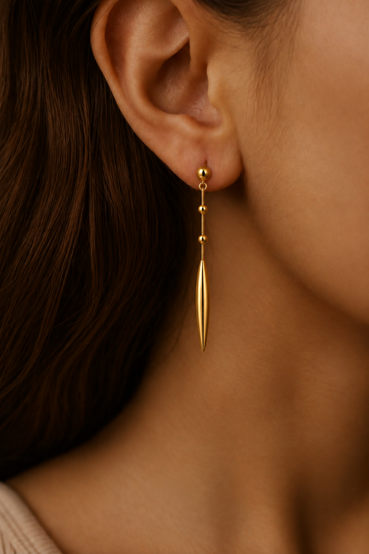 Gold Spike Drop Earrings for Women | Minimalist Dangle Earrings