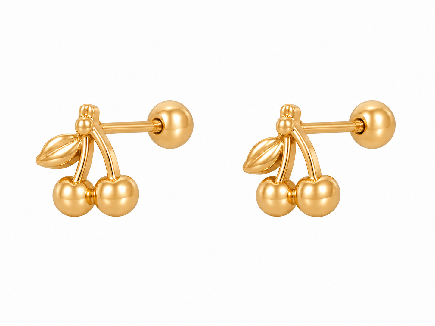 Gold Cherry Earrings – Stainless Steel Minimalist Earrings