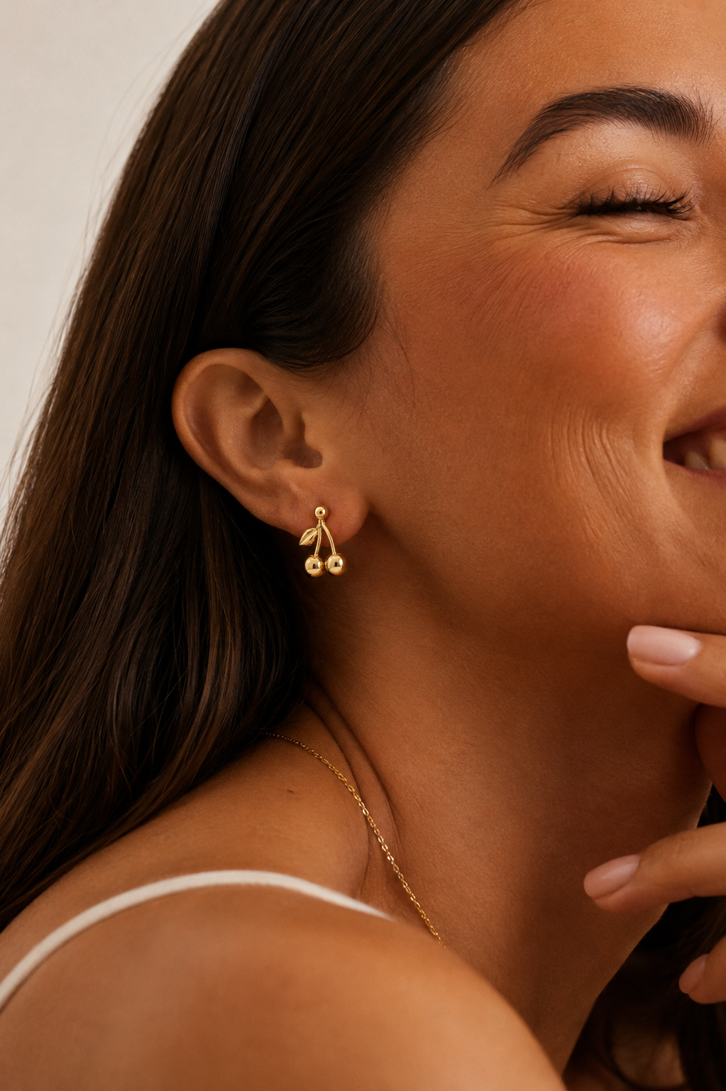 Gold Cherry Earrings – Stainless Steel Minimalist Earrings