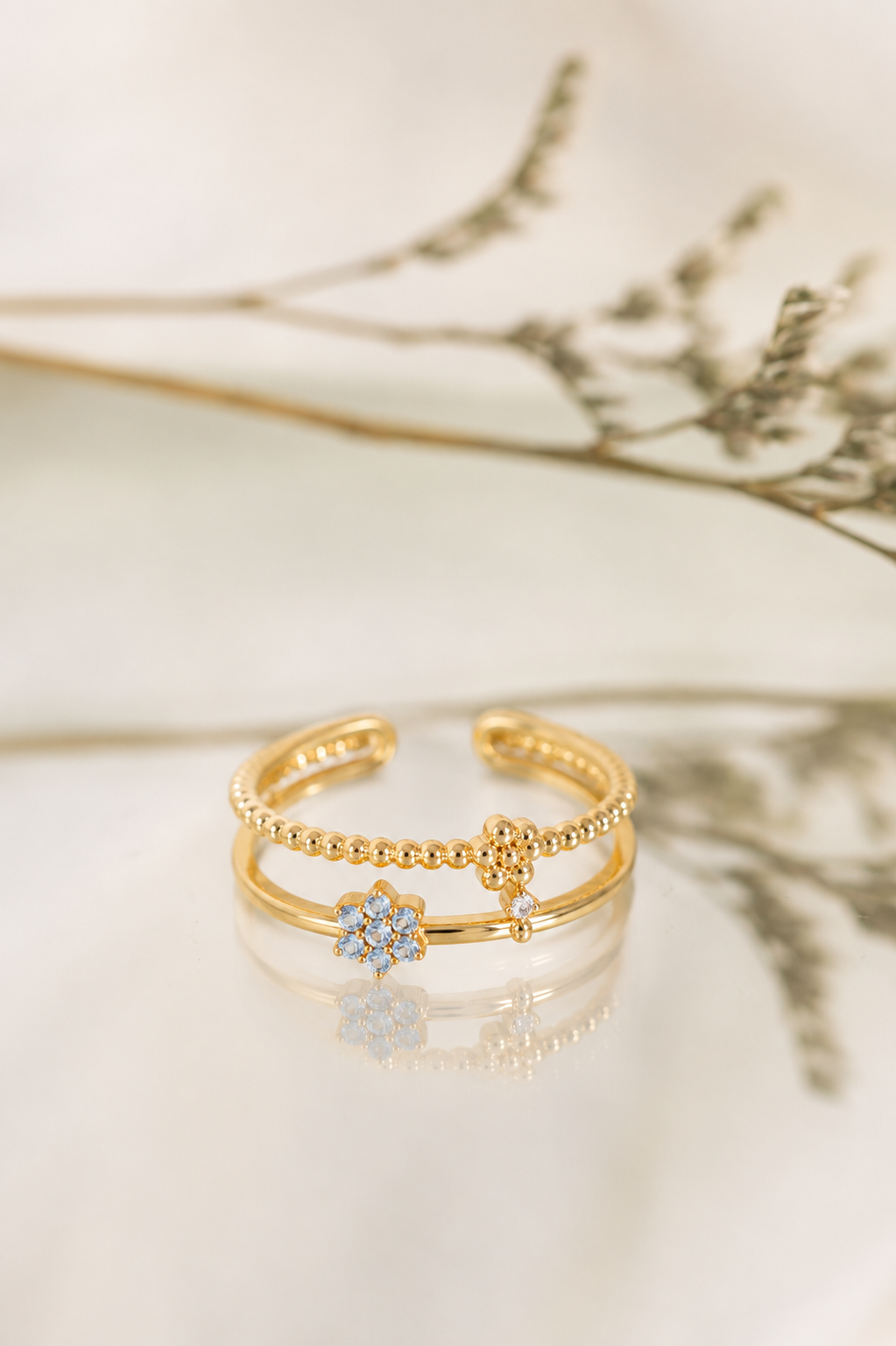 Blue Blossom Adjustable Ring