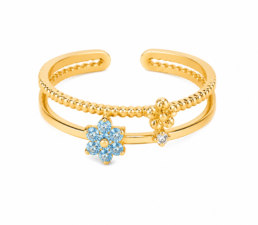 Blue Blossom Adjustable Ring