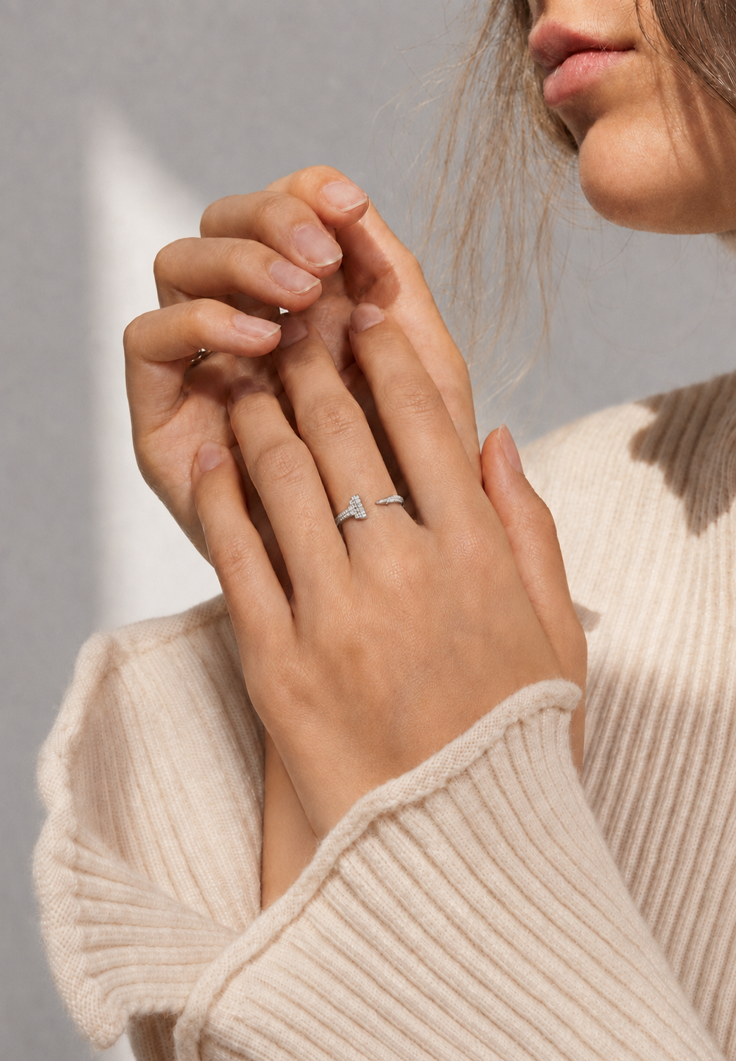 Silver Pavé Nail Ring