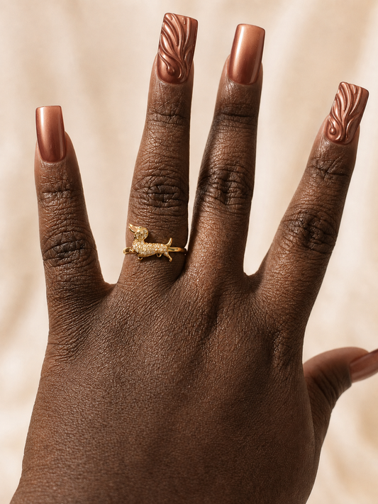 18K Gold Dainty Gold Dachshund Adjustable Ring