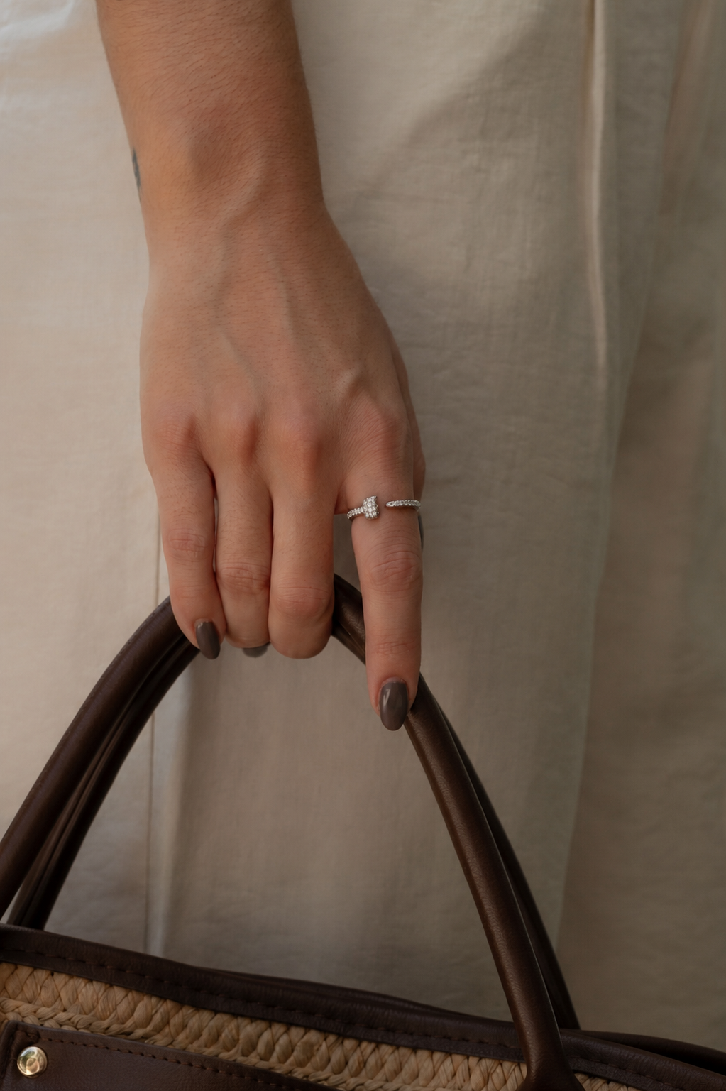 Silver Pavé Nail Ring
