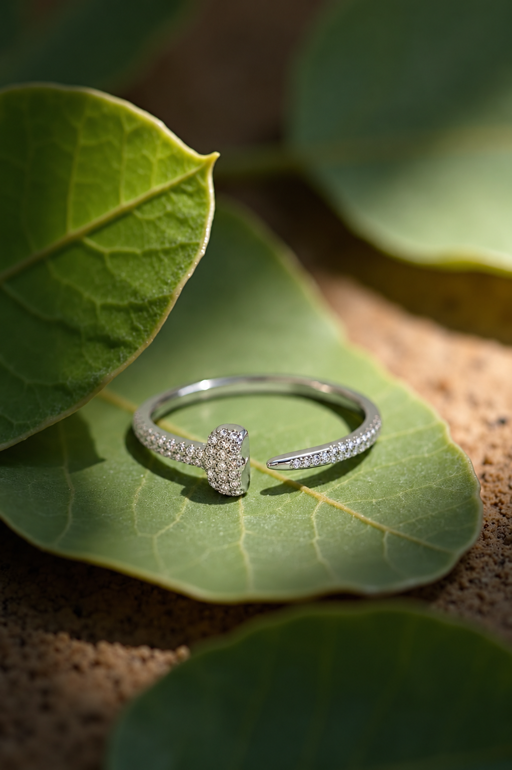 Silver Pavé Nail Ring