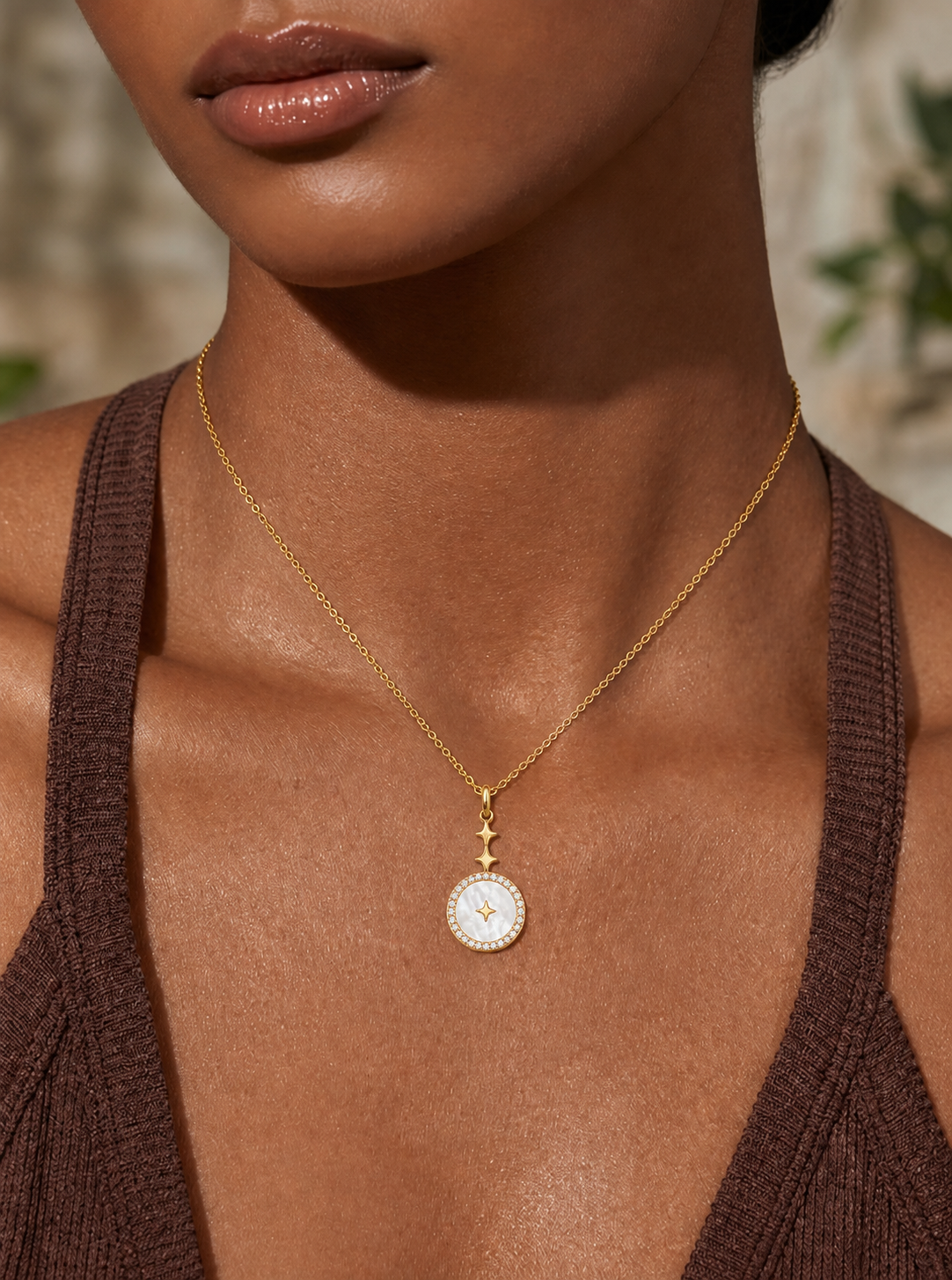 18K Gold PVD Mother-of-Pearl Star Necklace