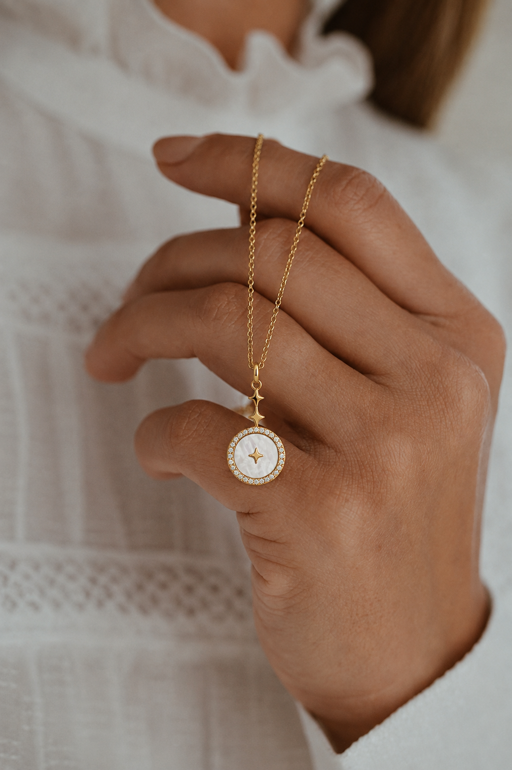 18K Gold PVD Mother-of-Pearl Star Necklace