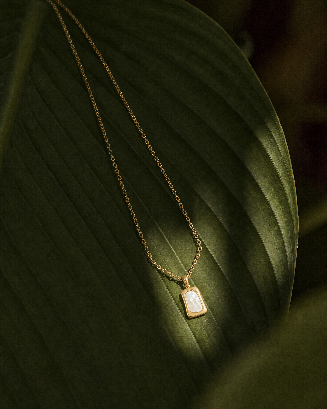 18K Gold PVD Mother of Pearl Pendant Necklace