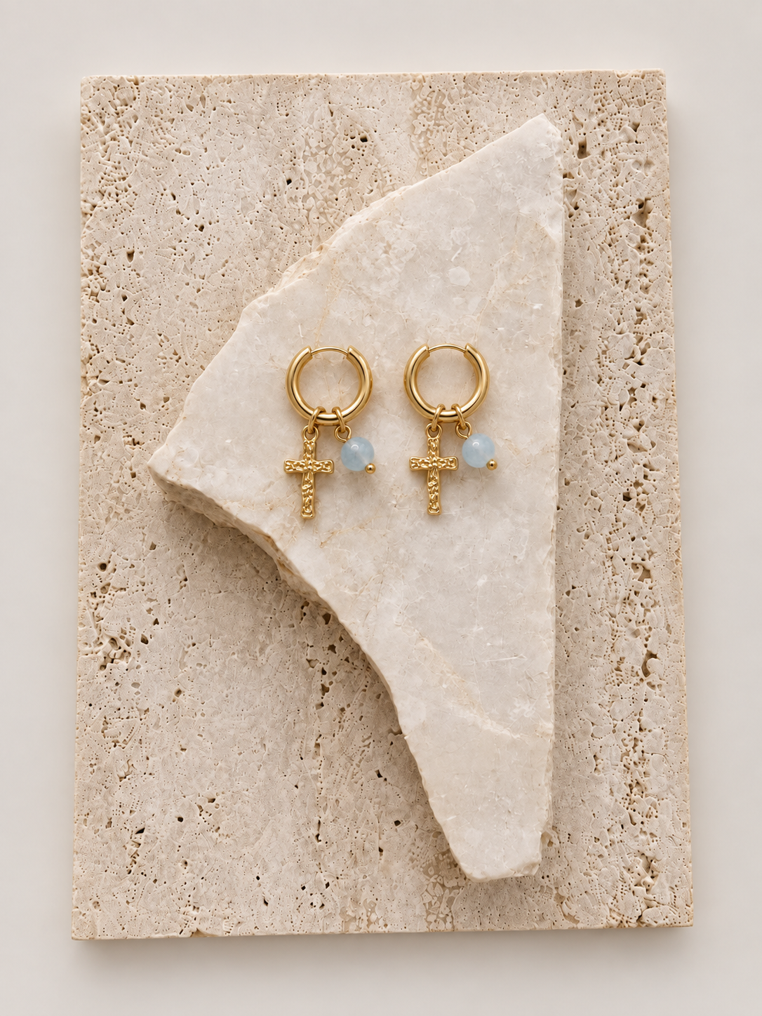 Faith & Grace Gold Cross Charm Hoop Earrings