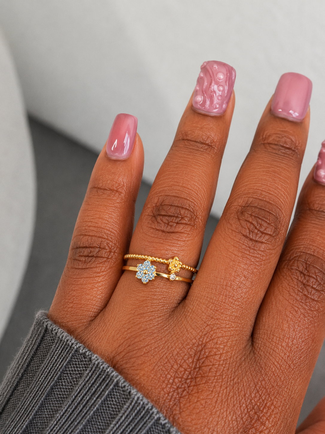 Blue Blossom Adjustable Ring