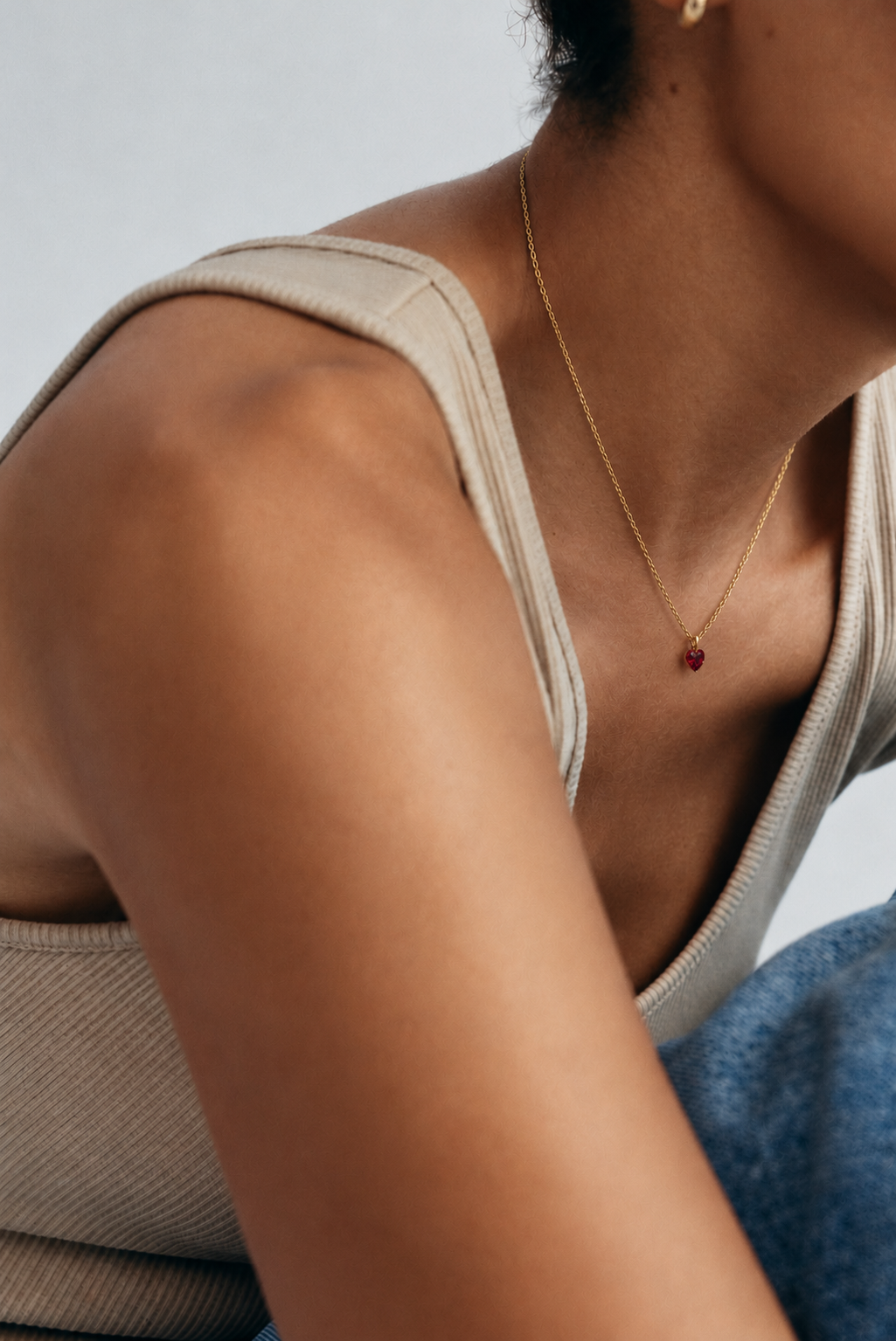 Dainty Red Heart Pendant Necklace for Women – Gold Chain Jewelry