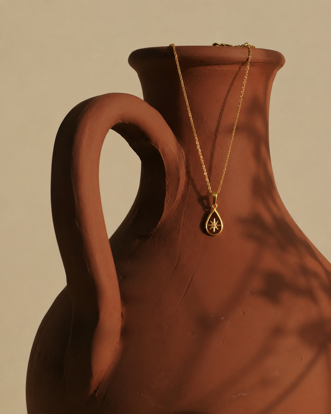 18K Teardrop Star Pendant Necklace