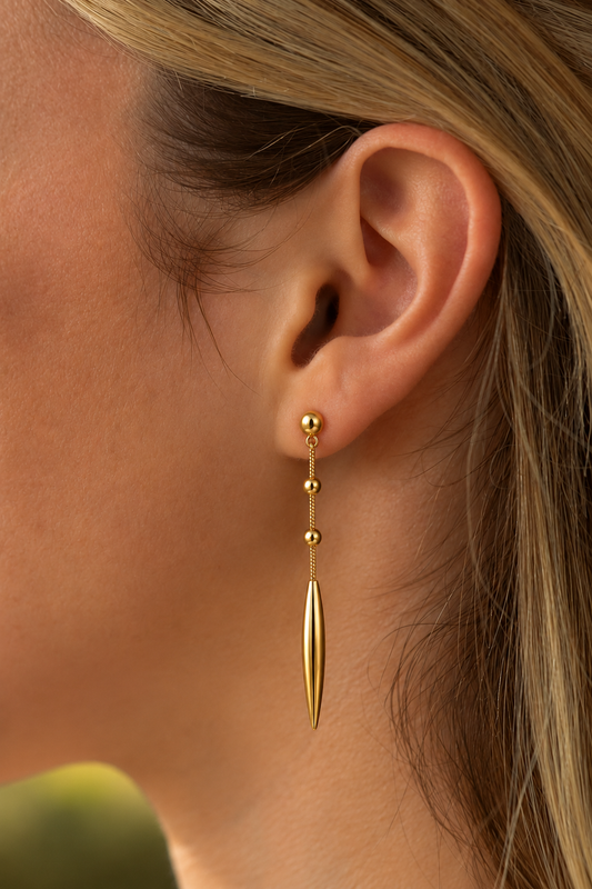 Gold Spike Drop Earrings for Women | Minimalist Dangle Earrings