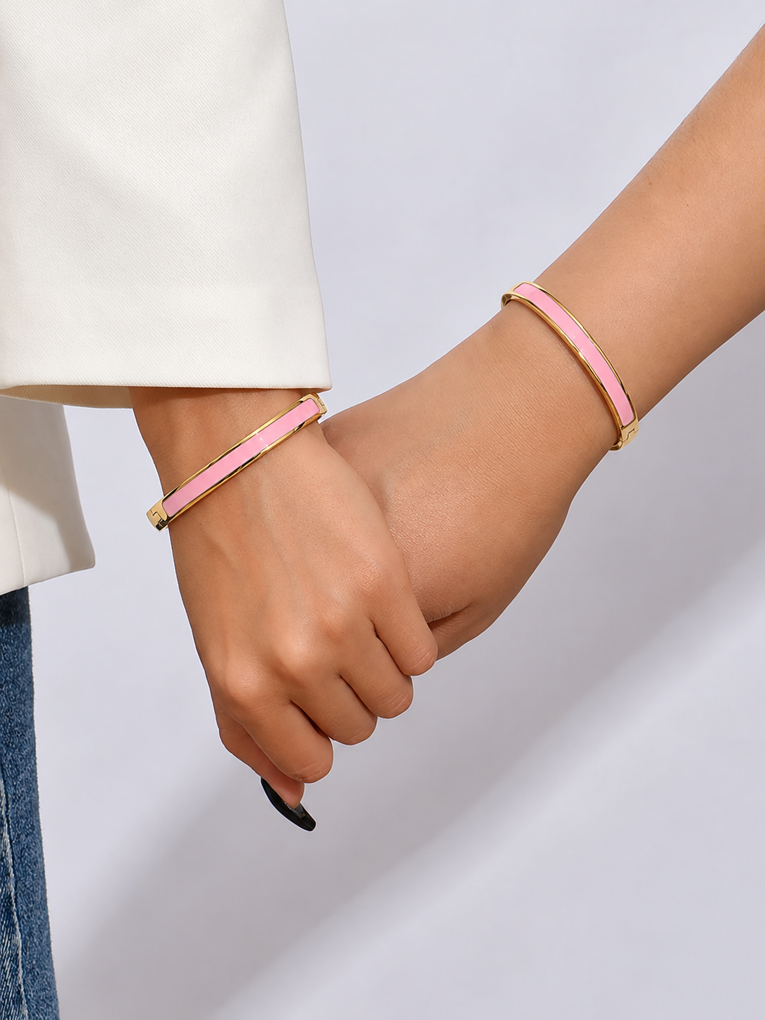 Pink Elegance Gold Bangle Bracelet