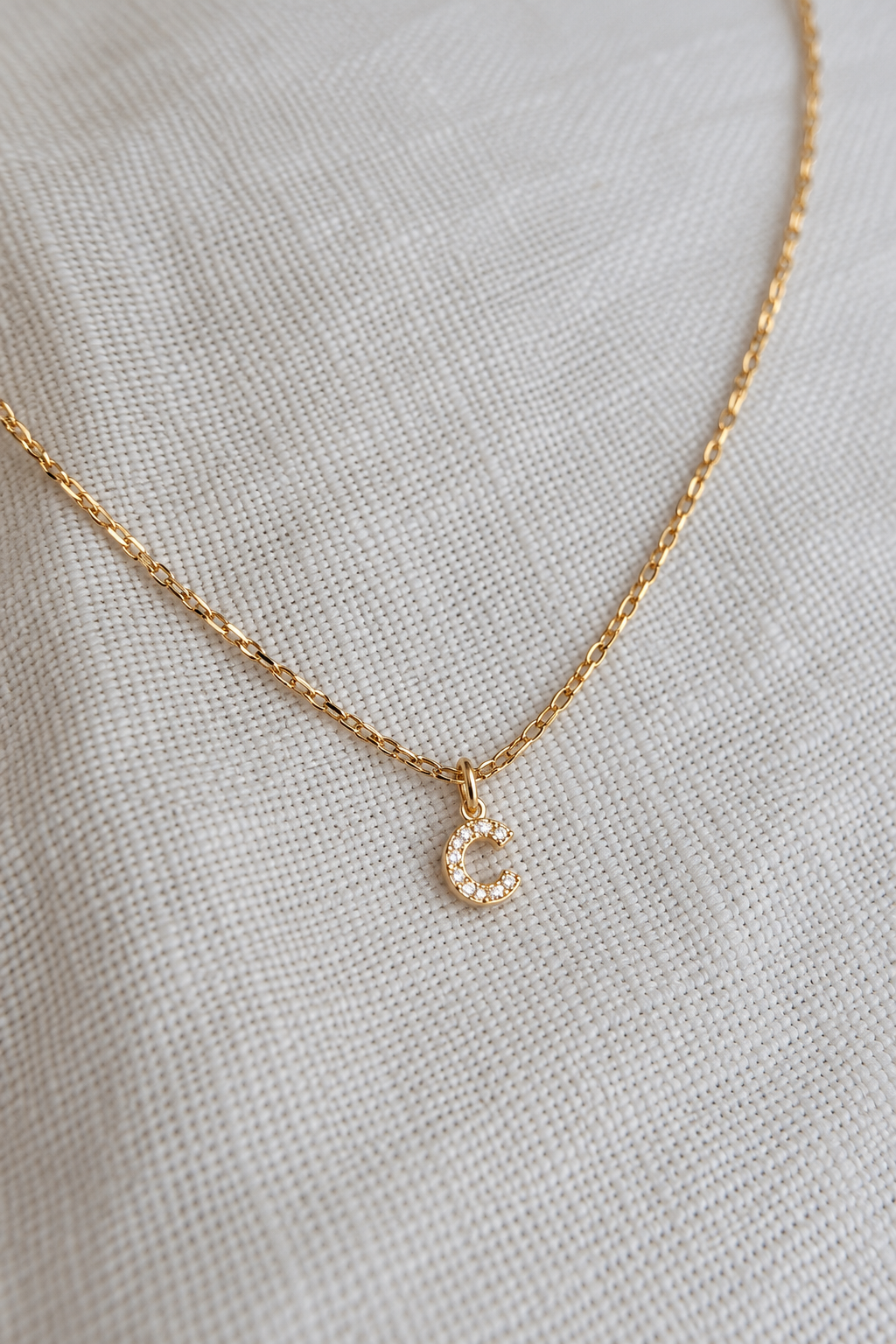 Dainty Gold Initial C Necklace | Small Letter Pendant