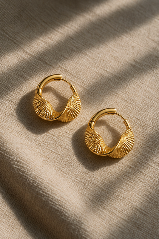 Textured Gold Hoop Earrings – Small Twisted Hoops-18k Gold filled